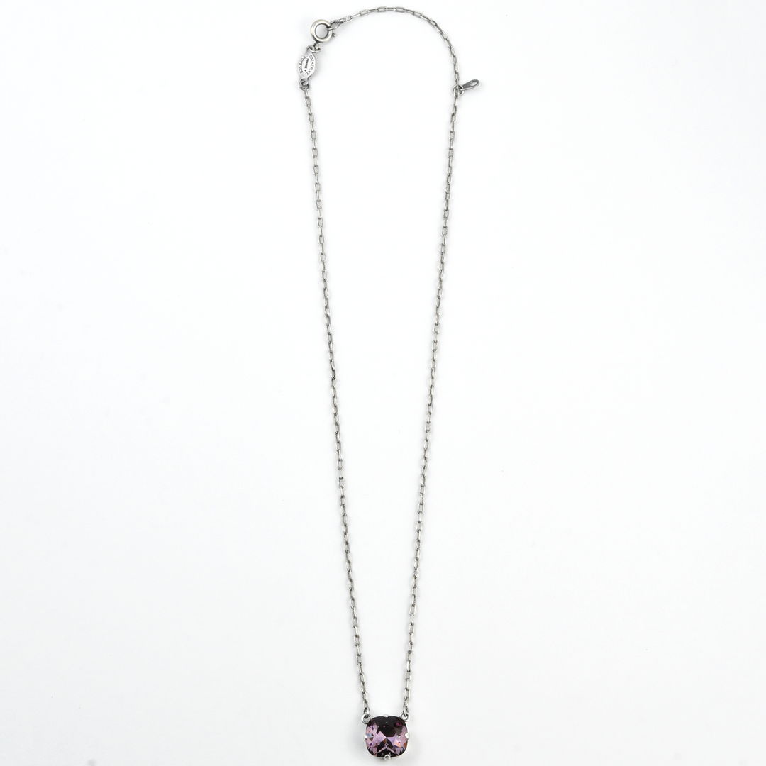 Crystal Solitaire Necklace in Silver Tone - Goldmakers Fine Jewelry