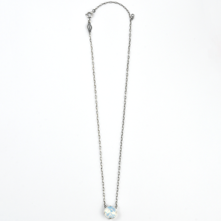 Crystal Solitaire Necklace in Silver Tone - Goldmakers Fine Jewelry