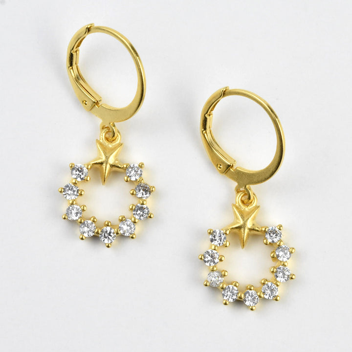 Little Crystal Star Wreath Drops - Goldmakers Fine Jewelry