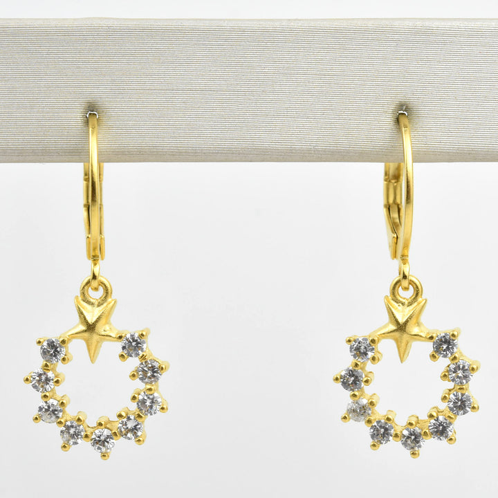 Little Crystal Star Wreath Drops - Goldmakers Fine Jewelry