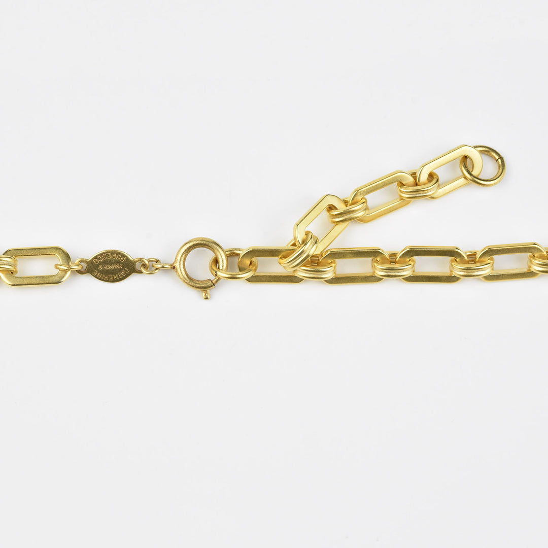 Teardrop Crystal Pendant on Rectangle Chain - Goldmakers Fine Jewelry
