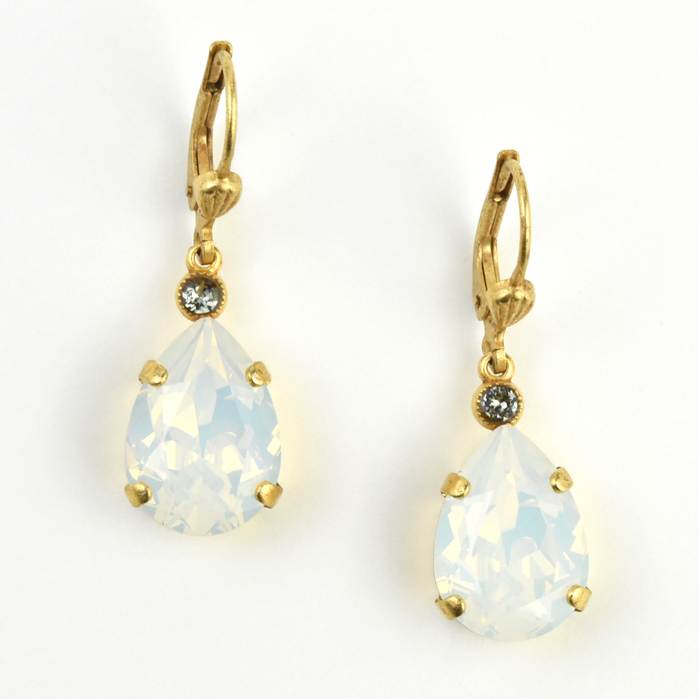 Crystal Teardrop Earrings in Gold - Goldmakers Fine Jewelry
