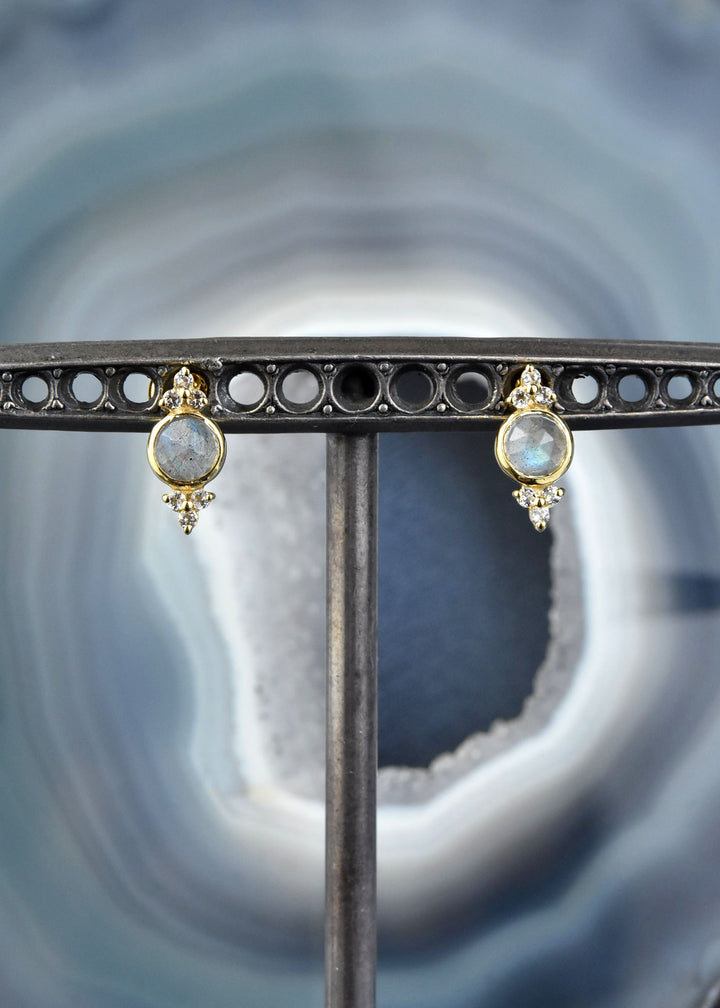 Labradorite and Topaz Stone Studs
