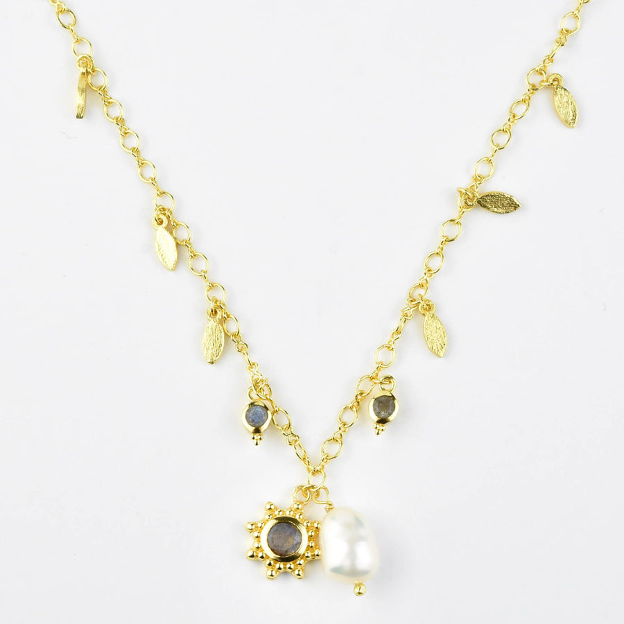 Labradorite and Pearl Necklace - Goldmakers Fine Jewelry