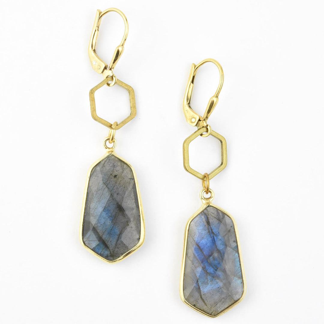 Labradorite Shield  Earrings