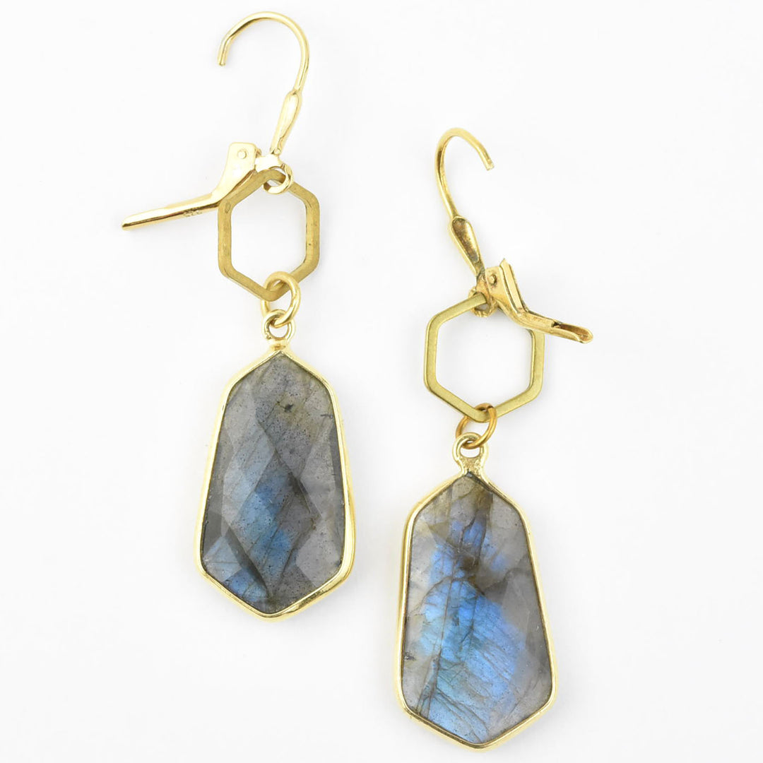 Labradorite Shield  Earrings