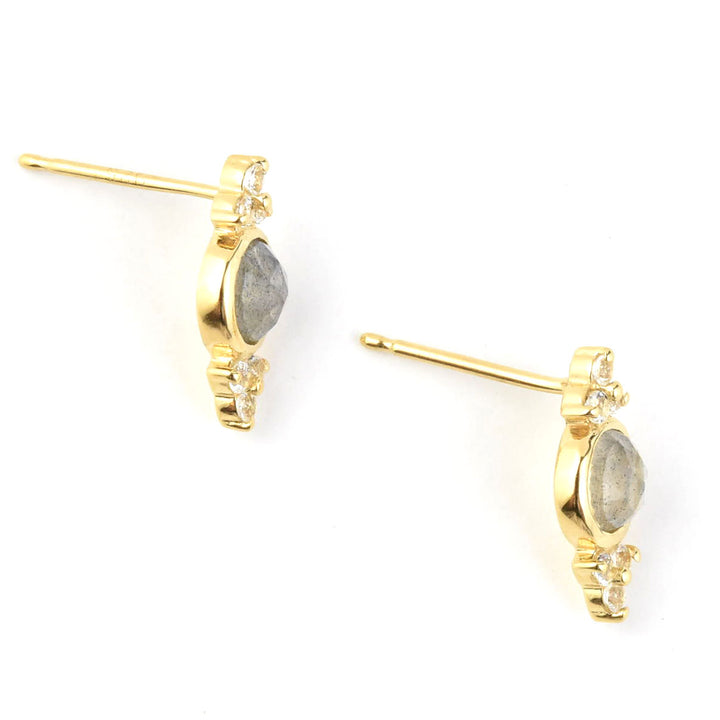 Labradorite and Topaz Stone Studs
