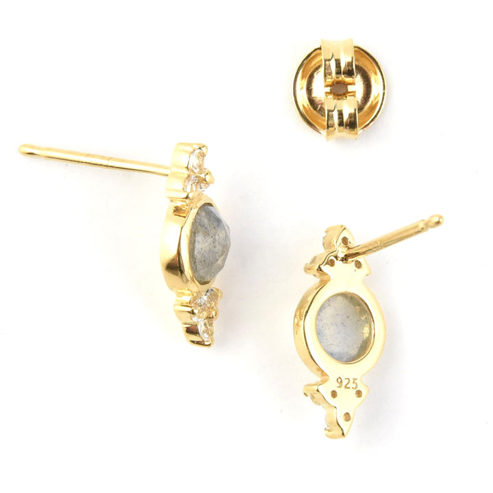 Labradorite and Topaz Stone Studs