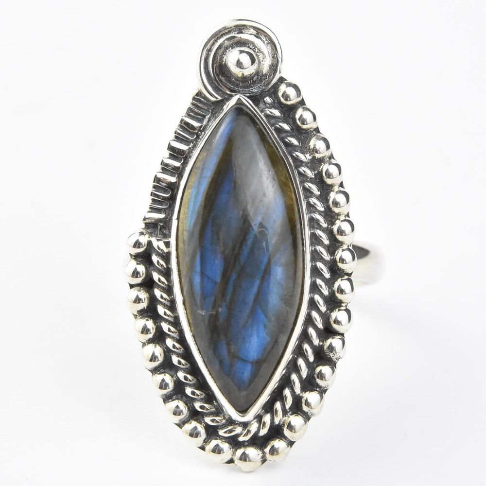 Elongated Labradorite Ring in Sterling Silver - Goldmakers Fine Jewelry