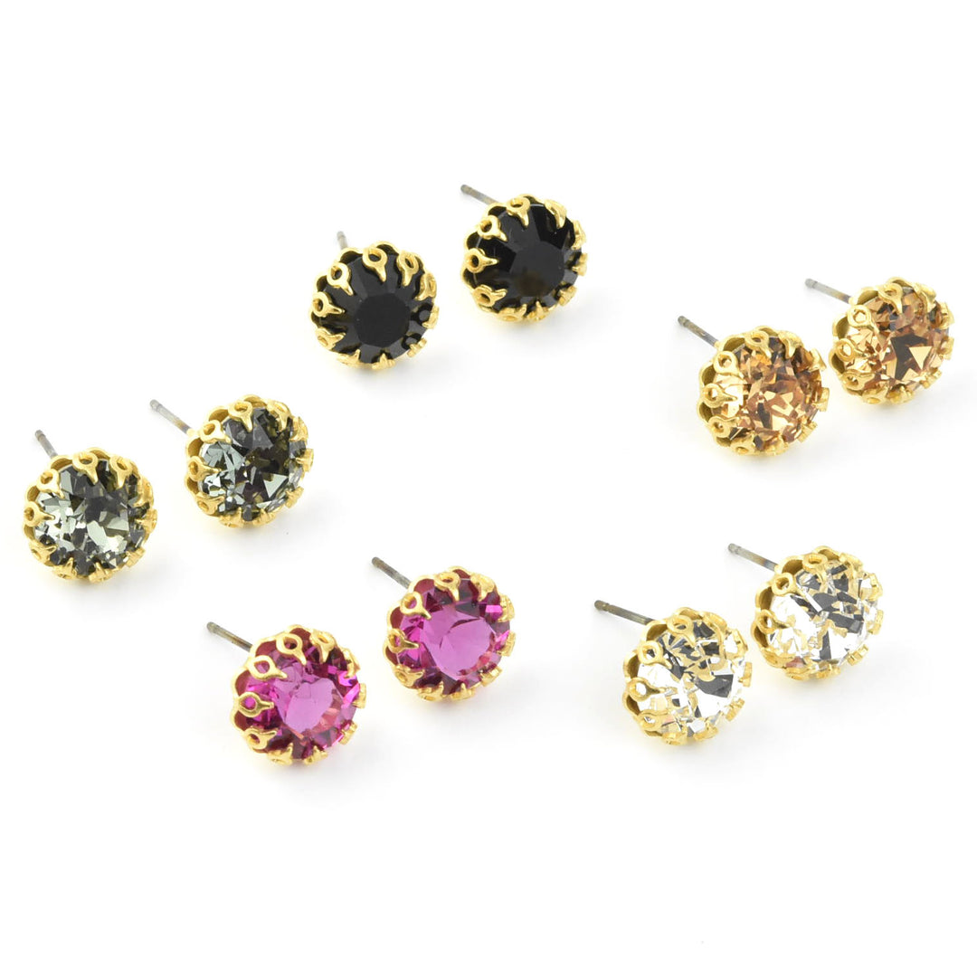 Gold Plated Lace Edged Crystal Studs