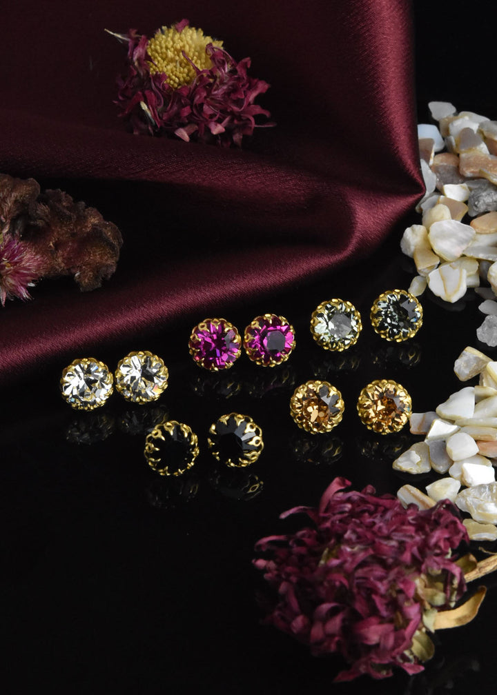 Gold Plated Lace Edged Crystal Studs