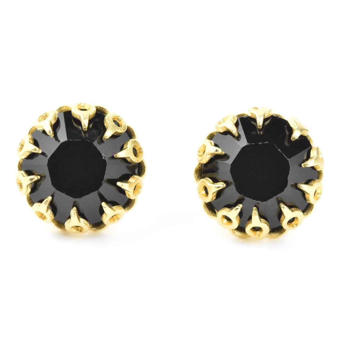 Gold Plated Lace Edged Crystal Studs