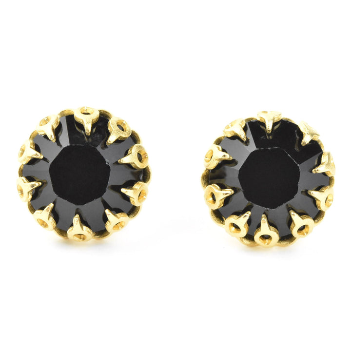 Gold Plated Lace Edged Crystal Studs