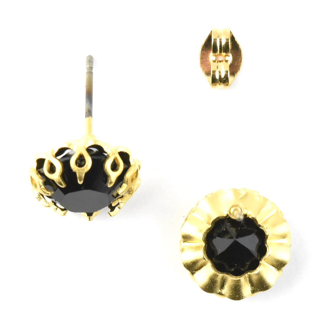 Gold Plated Lace Edged Crystal Studs