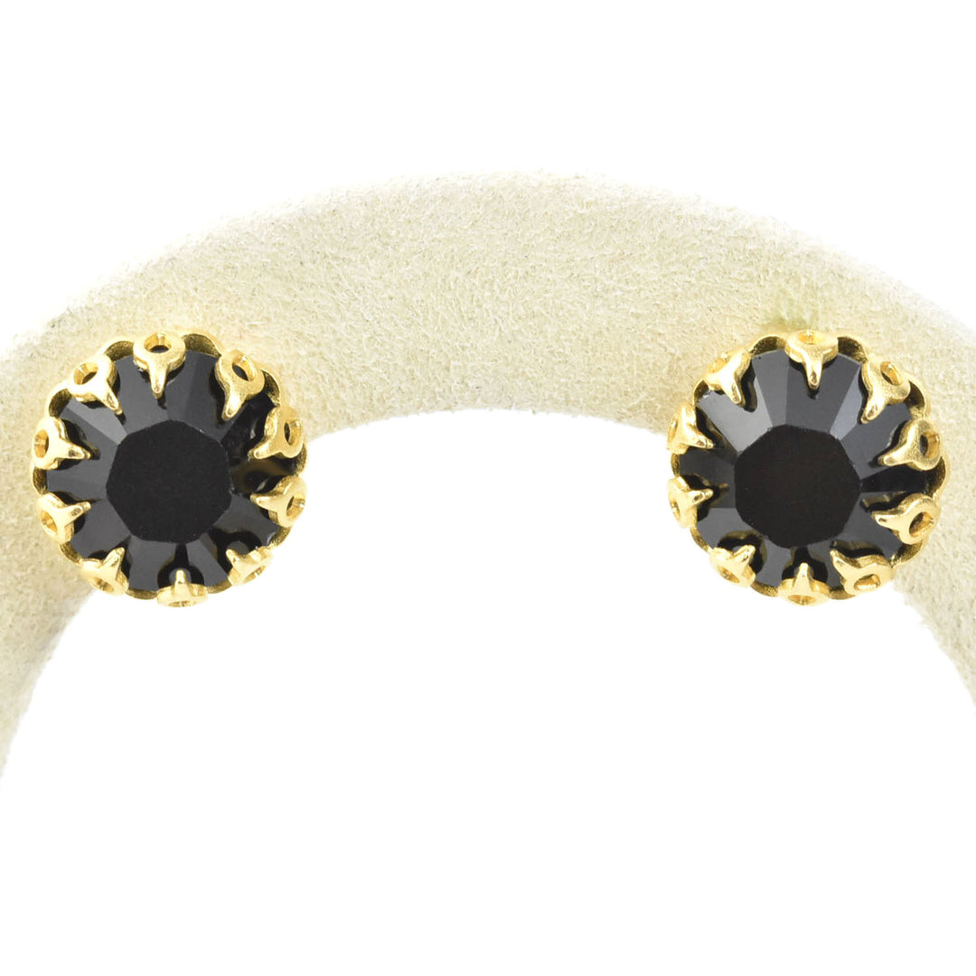 Gold Plated Lace Edged Crystal Studs