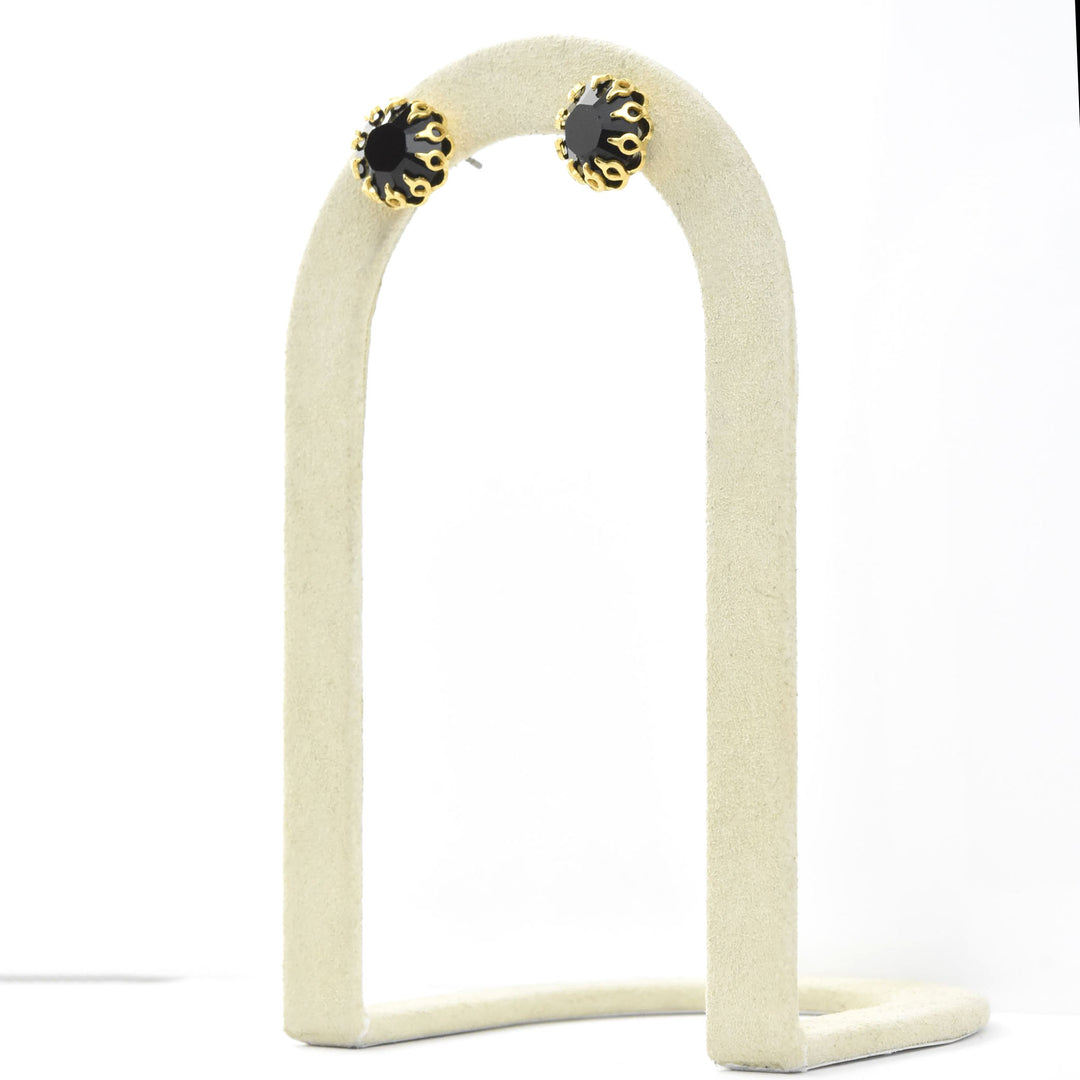 Gold Plated Lace Edged Crystal Studs