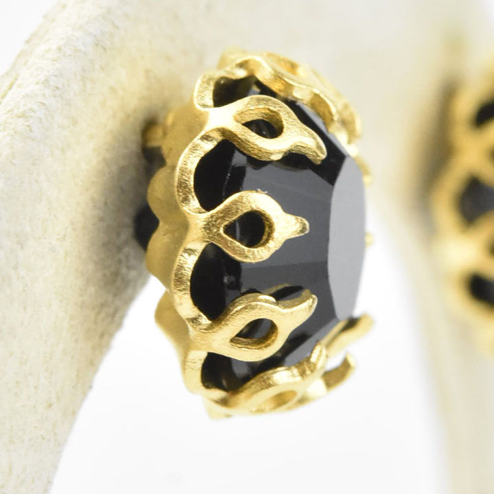 Gold Plated Lace Edged Crystal Studs