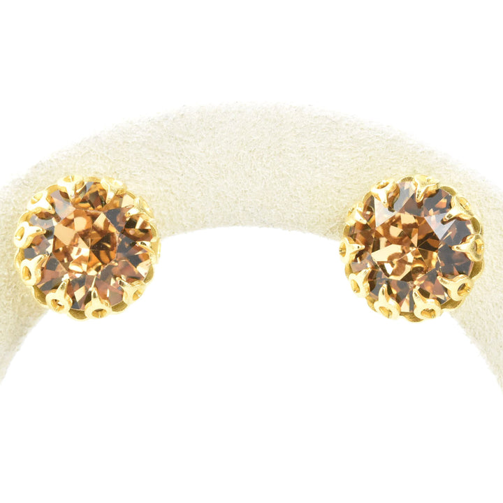 Gold Plated Lace Edged Crystal Studs