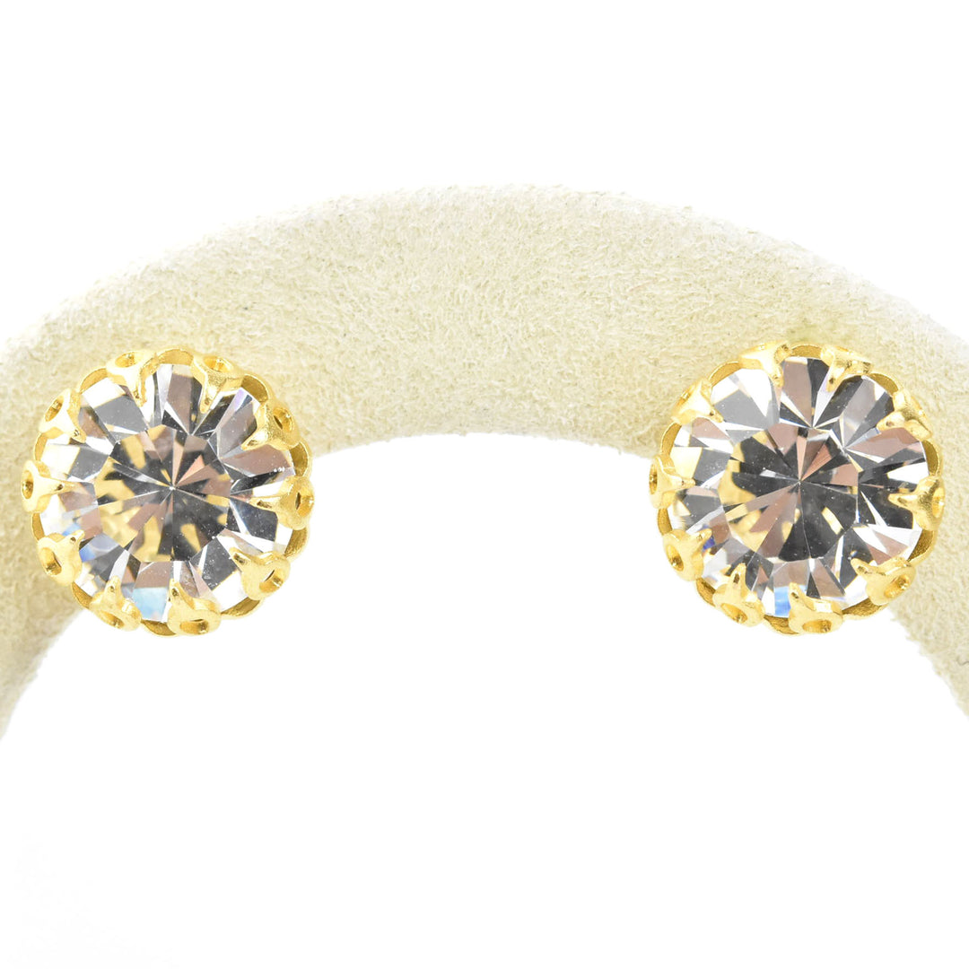 Gold Plated Lace Edged Crystal Studs