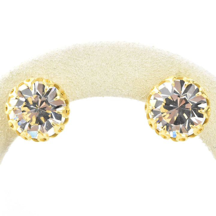 Gold Plated Lace Edged Crystal Studs