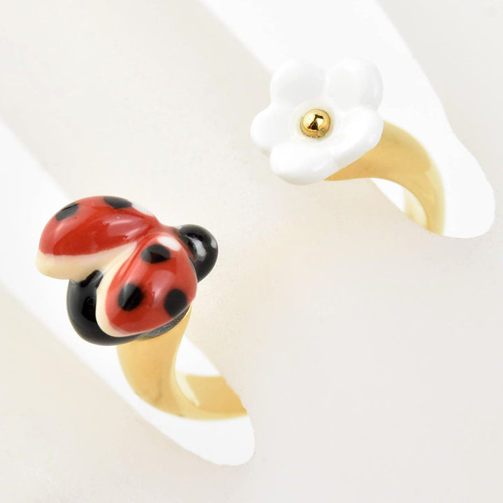 Ladybug and Flower Ring - Goldmakers Fine Jewelry