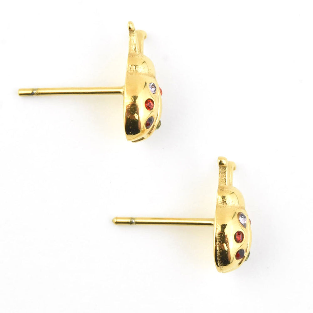 Lady Bug Studs, Gold Plated - Goldmakers Fine Jewelry