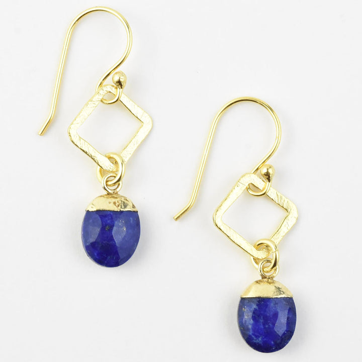 Lapis and Brass Drop Earrings