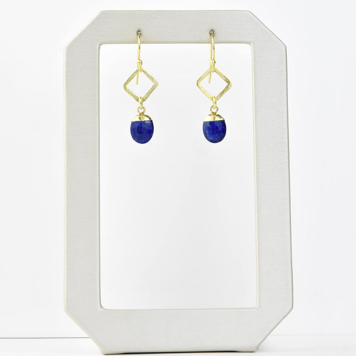 Lapis and Brass Drop Earrings