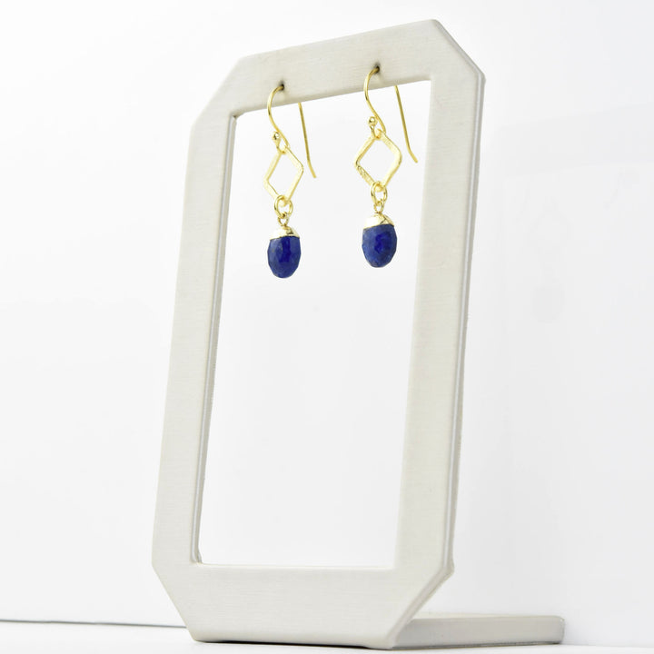 Lapis and Brass Drop Earrings