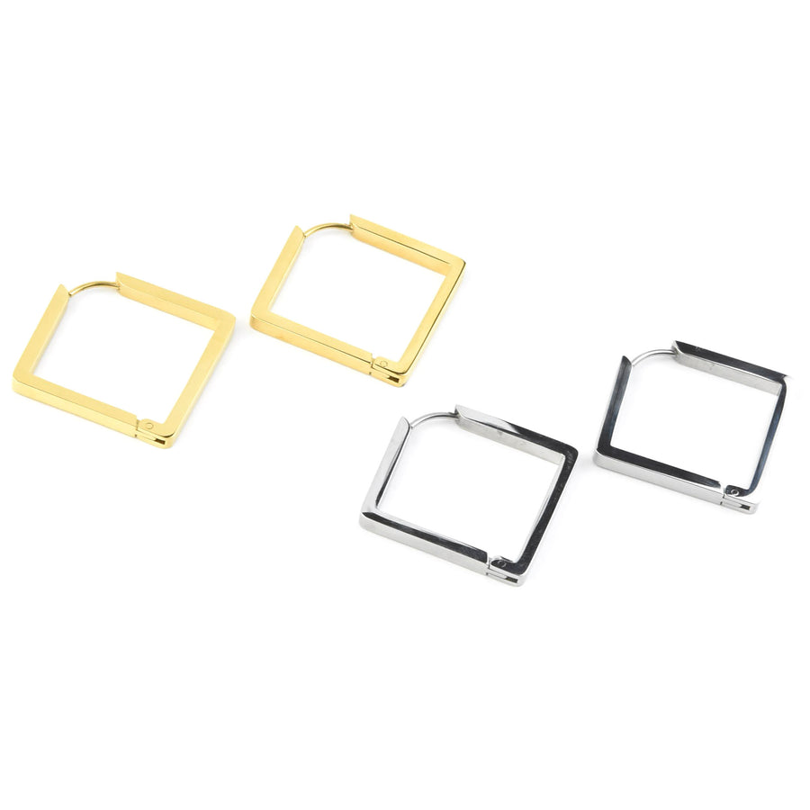 Large Diamond Shaped Chunky Hoops - Goldmakers Fine Jewelry