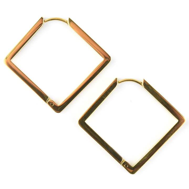 Large Diamond Shaped Chunky Hoops - Goldmakers Fine Jewelry