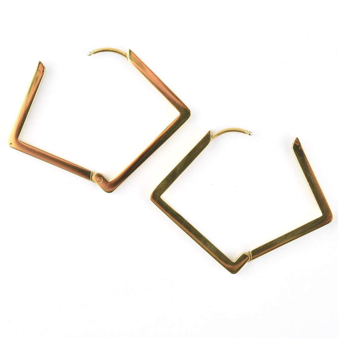 Large Diamond Shaped Chunky Hoops - Goldmakers Fine Jewelry