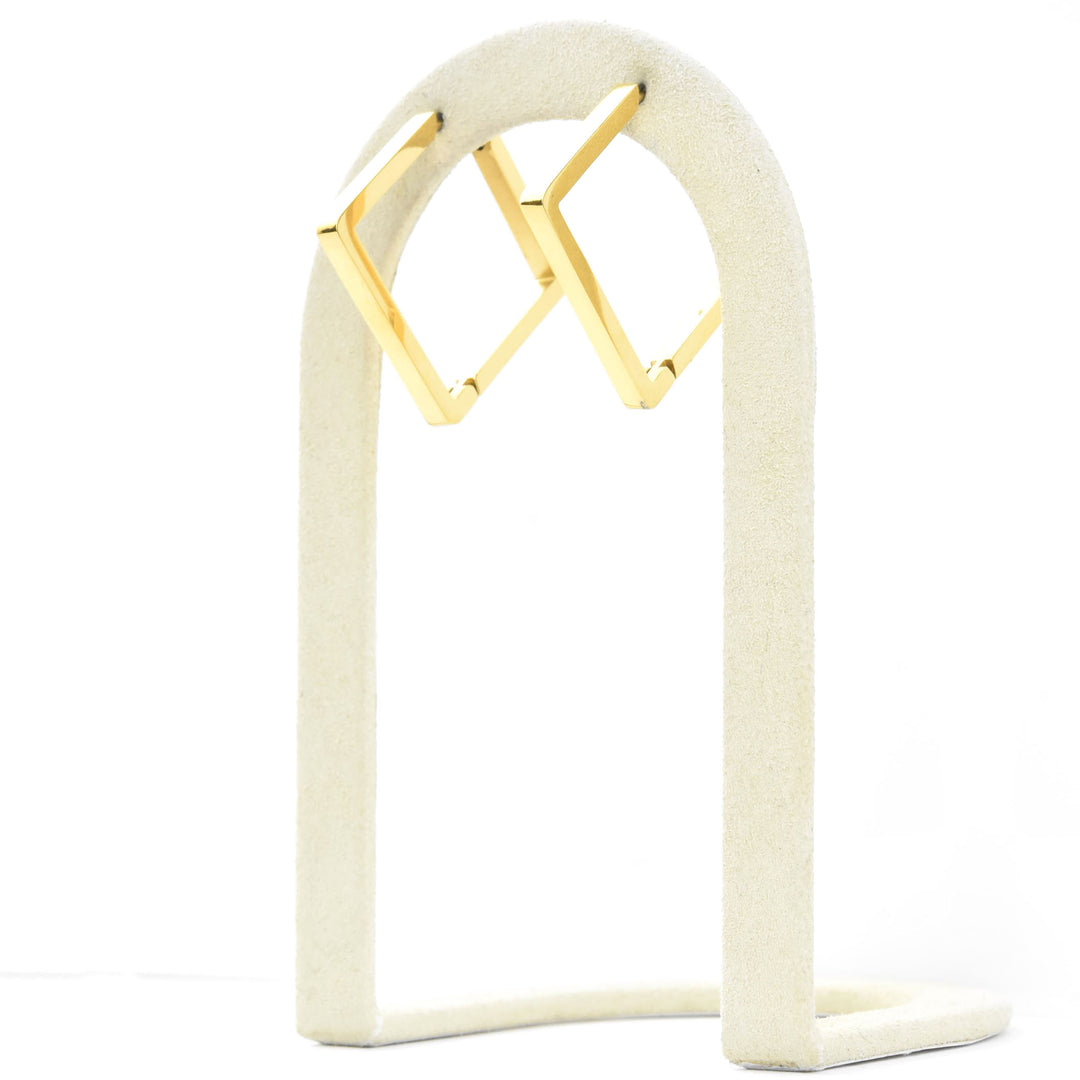 Large Diamond Shaped Chunky Hoops - Goldmakers Fine Jewelry