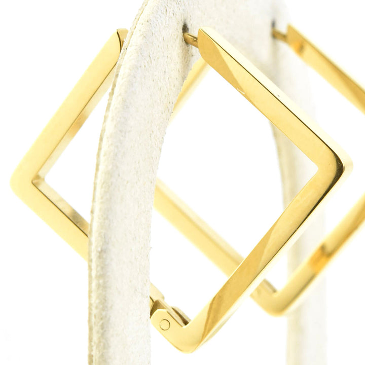 Large Diamond Shaped Chunky Hoops - Goldmakers Fine Jewelry