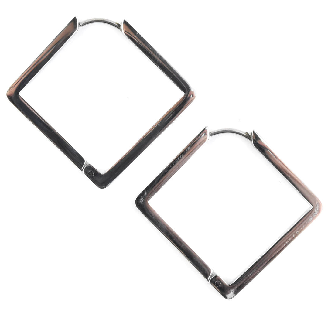 Large Diamond Shaped Chunky Hoops - Goldmakers Fine Jewelry