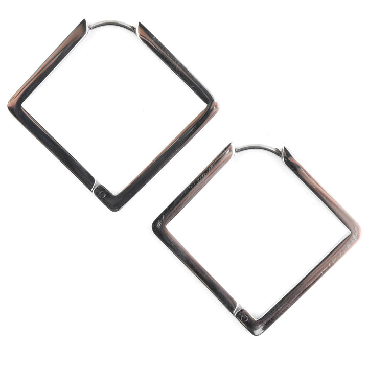 Large Diamond Shaped Chunky Hoops - Goldmakers Fine Jewelry