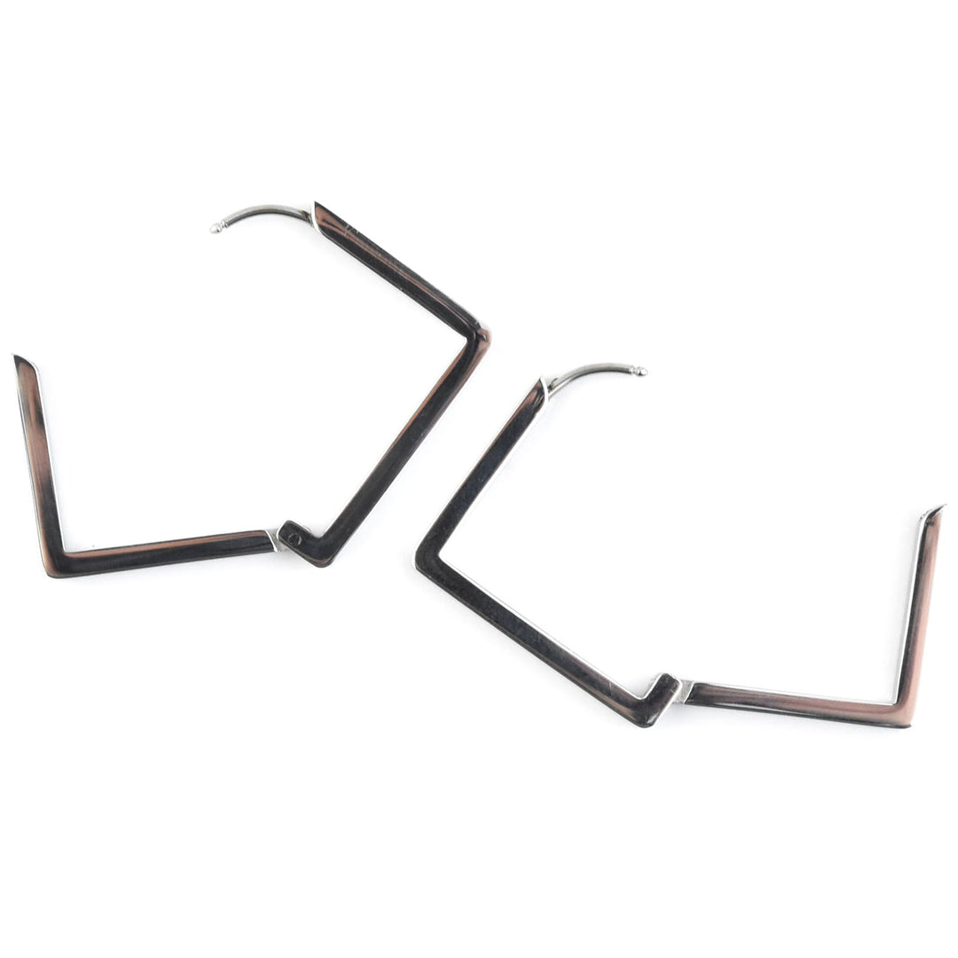 Large Diamond Shaped Chunky Hoops - Goldmakers Fine Jewelry