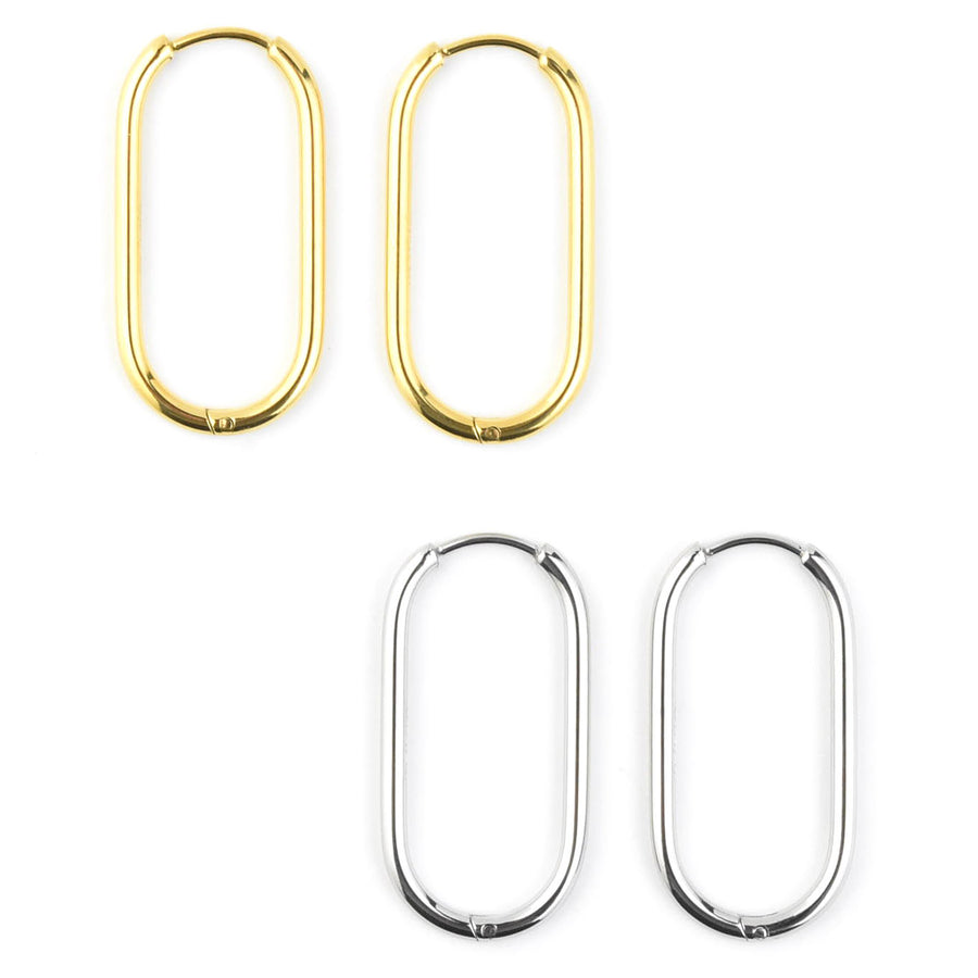 Large Rounded Rectangle Hoops - Goldmakers Fine Jewelry