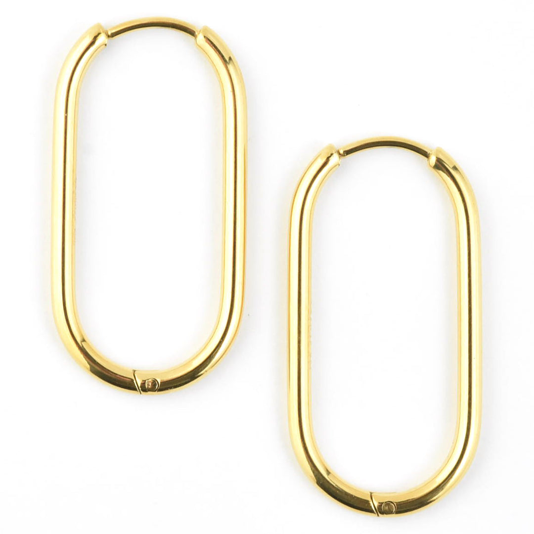 Large Rounded Rectangle Hoops - Goldmakers Fine Jewelry