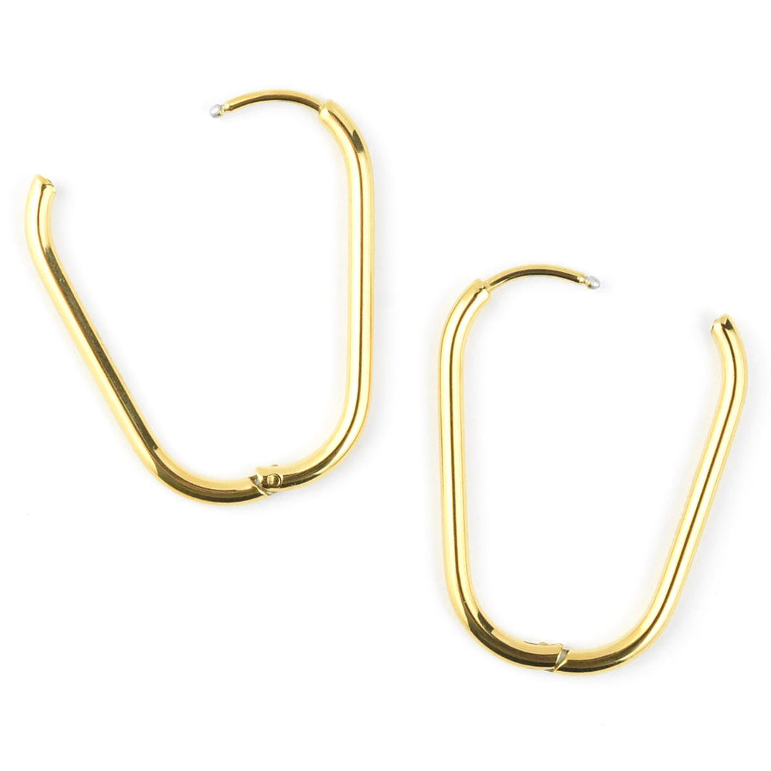 Large Rounded Rectangle Hoops - Goldmakers Fine Jewelry