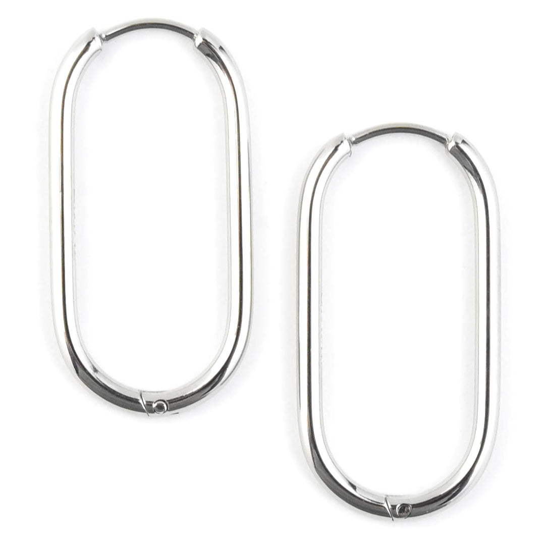 Large Rounded Rectangle Hoops - Goldmakers Fine Jewelry