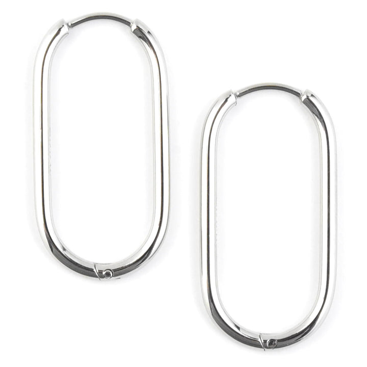 Large Rounded Rectangle Hoops - Goldmakers Fine Jewelry