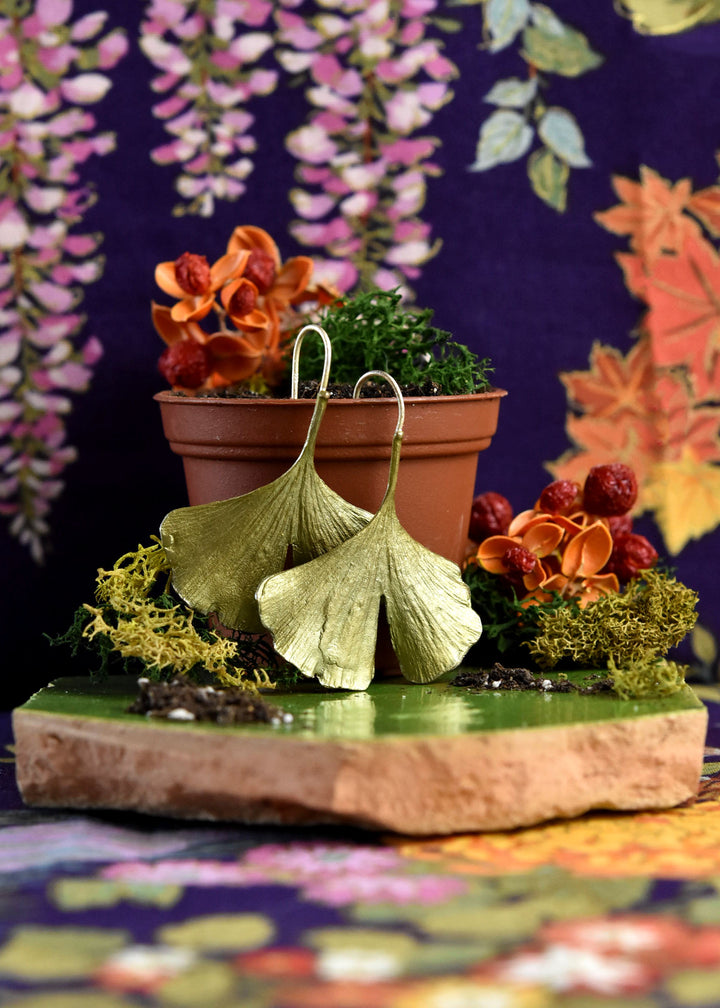 Large Ginkgo Earrings with Split