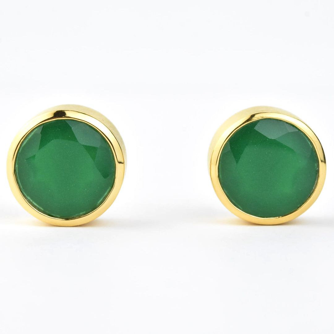 Signature Large Knockout Studs in Green Onyx