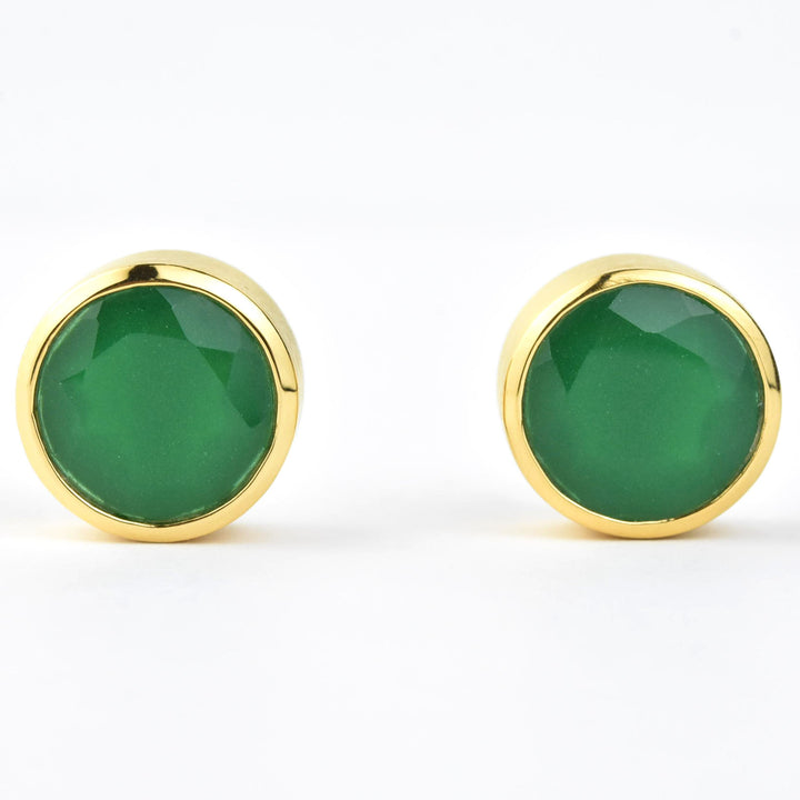 Signature Large Knockout Studs in Green Onyx