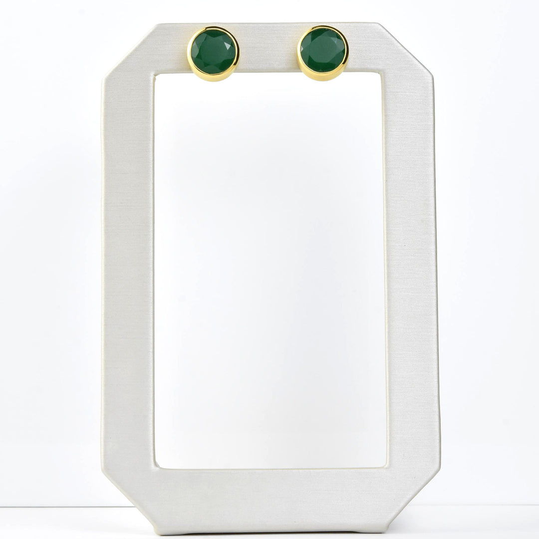 Signature Large Knockout Studs in Green Onyx