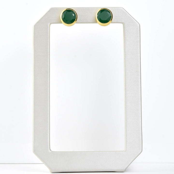 Signature Large Knockout Studs in Green Onyx