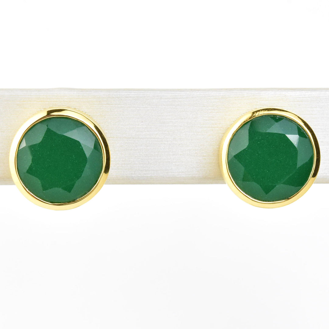 Signature Large Knockout Studs in Green Onyx