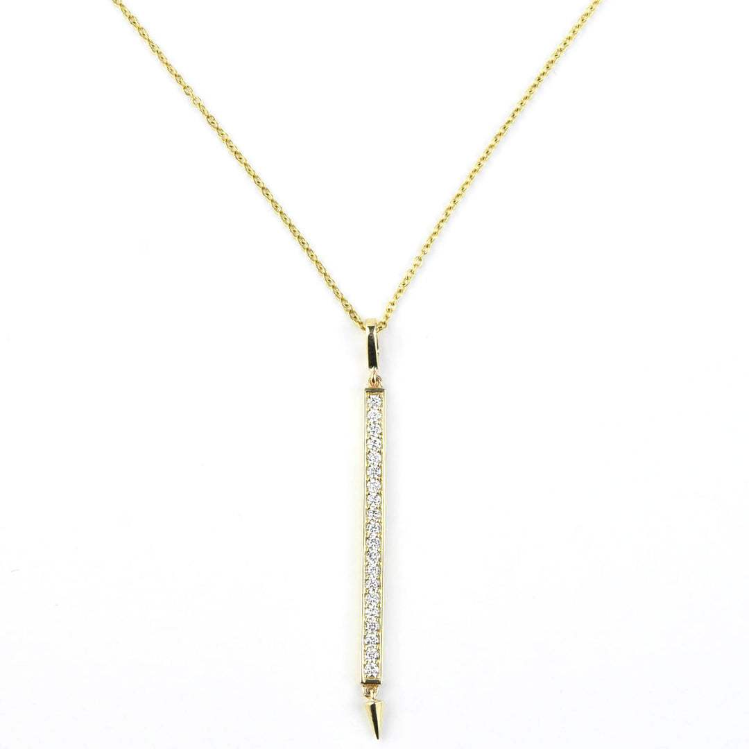 Large Single Return Bar Diamond Necklace, 14k