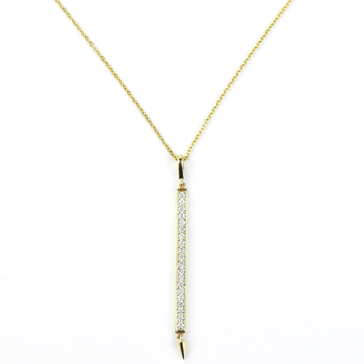 Large Single Return Bar Diamond Necklace, 14k